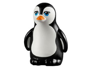 Penguin, Friends with Dark Azure Eyes, Orange Beak and White Face and Stomach Pattern